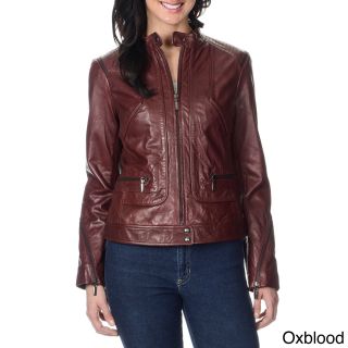 Bernardo Bernardo Womens Leather Zipper Trim Jacket Red Size XS (2  3)
