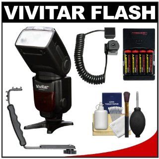 Vivitar Series 1 DF 583 E TTL Power Zoom DSLR Wireless TTL Flash with Batteries & Charger + Bracket + Cord + Cleaning Kit for Canon EOS 6D, 70D, 5D Mark II III, Rebel T3, T3i, T4i, T5, T5i, SL1 Digital SLR Cameras  On Camera Shoe Mount Flashes  Camer