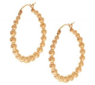 1 Polished Beaded Hoop Earrings 14K Gold —