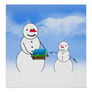 Cute Snowman & Child Back To School Poster