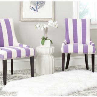 Safavieh Lester Lavender/white Stripe Polyester Blend Dining Chair (set Of 2)
