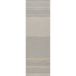 Handmade Flat weave Stripe pattern Multicolored Wool Rug (26 X 8)