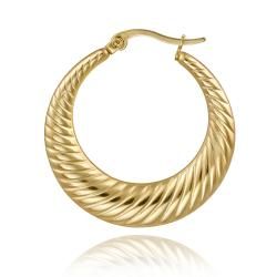 Mondevio 18k Gold over Stainless Steel Rope Design Hoop Earrings Mondevio Stainless Steel Earrings