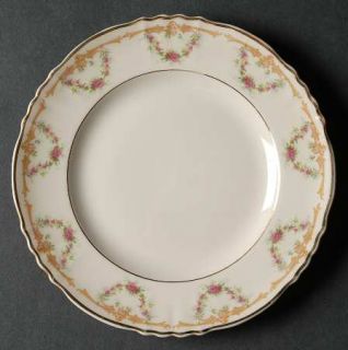 Syracuse Wardell Bread & Butter Plate, Fine China Dinnerware   Tan Scrolls,Pink