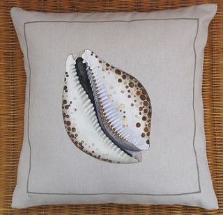 hand painted cowrie shell cushion by edwina cooper designs