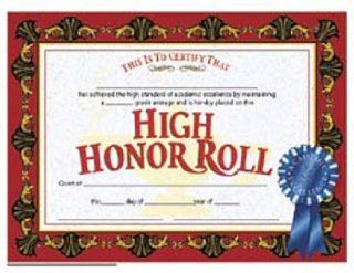 Hayes School Publishing VA586 High Honor Roll  Set of 30 8.5'' X 11'' Certificates Toys & Games