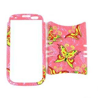 Cell Armor I747 RSNAP TE587 Rocker Snap On Case for Samsung Galaxy S3 I747   Retail Packaging   Butterflies on Pink Cell Phones & Accessories