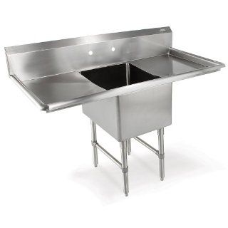 John Boos 1B16204 2D18 B Series 1 Compartment Stainless Steel Sink, 18" Left and Right Hand Drain Board, 16" x 20" x 14" Bowl