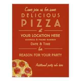 Custom PIZZA PARTY invitations