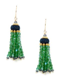 Green Tassel Earrings by Miguel Ases