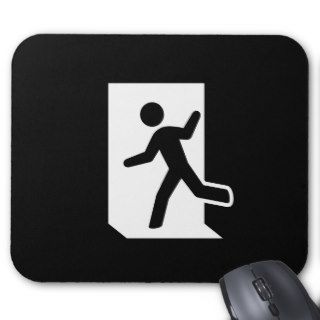White emergency exit symbol mousepads