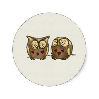 Modern Owls Valentines Day Round Sticker