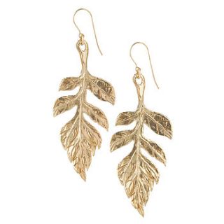 sorbus leaf earrings in 18k gold plated sterling silver by chupi