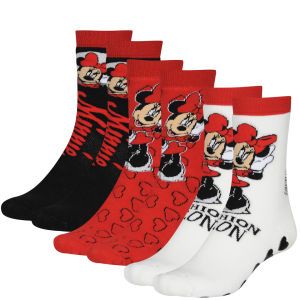 Minnie Mouse Womens 3 Pack Slouch Sock Gift Set   Red/Black/Ecru      Womens Clothing