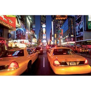 New York Times Square in Bright Lights and Yellow Cabs Wall Mural      Homeware