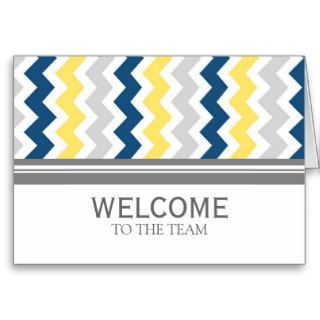 Yellow Blue Chevron Employee Welcome to the Team Greeting Card