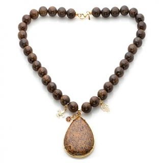 Treasures of India Snake Calcite and Gemstone Vermeil 18" Bead Necklace