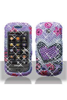 Samsung A597 Eternity II Full Diamond Graphic Case   Purple Love Cell Phones & Accessories