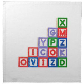 Stack of alphabet blocks printed napkins