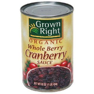 Grown Right Organic Whole Cranberry Sauce, 14 Ounce Can (Pack of 6)  Canned And Jarred Cranberries  Grocery & Gourmet Food