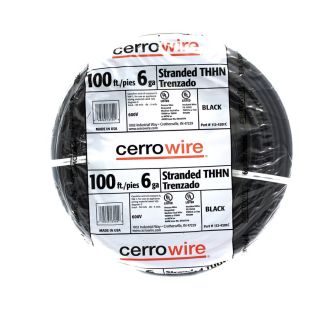 Cerro Wire 100 ft 6 AWG Stranded Black THHN Wire