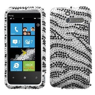 Black Zebra Skin Diamante Protector Faceplate Cover For HTC Arrive Cell Phones & Accessories