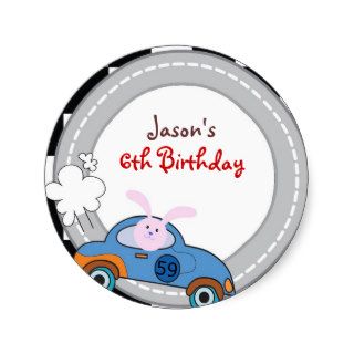 Car Racer round sticker for favour bag tags