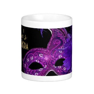Masquerade quinceañera birthday pink, purple mask coffee mugs