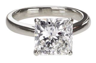 Platinum Radiant Cut Diamond Ring (GIA Certified 4.01 ct center, 4.05 cttw, I Color, VS2 Clarity), Size 6 Engagement Rings Jewelry