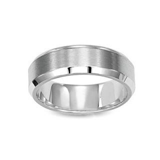 Mens 7.0mm Wedding Band in Stainless Steel with Beveled Edge   Size