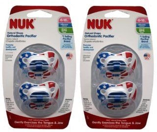 4 Nuk Orthodontic Patriotic American Flag Silicone Pacifiers 6 18M  Baby Pacifiers  Baby