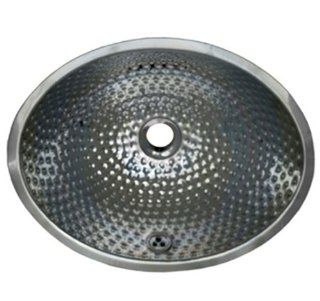 Whitehaus WH608ABM POSS Oval Ball Pein 16 Inch Hammered Textured Undermount Lavatory Basin with Overflow   Ball Peen Hammers  
