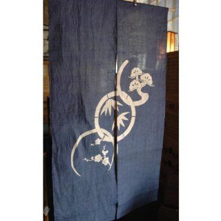 Japanese Noren, linen door way curtain (WE608Blue), sho chiku bai   Decorative Hanging Ornaments