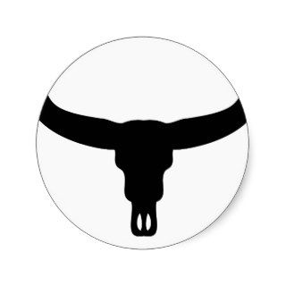 bull skull round stickers