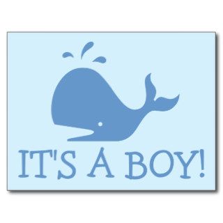 Whale baby shower postcards  It's a boy