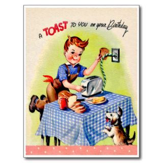 Little Boy   Retro Happy Birthday Card Post Card