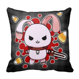 Cute Kawaii evil bunny with chainsaw Pillow