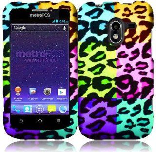 Colorful Leopard Hard Case Snap On Rubberized Cover For ZTE Avid 4G N9120 Cell Phones & Accessories