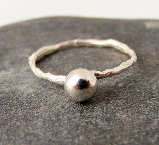 silver daisy stem ball ring by tanya garfield jewellery