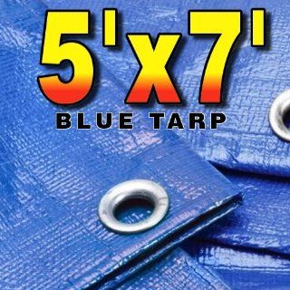 5' X 7' Premium Blue Multi Purpose 6 mil Waterproof Poly Tarp Cover 5x7 Tent Shelter Camping Tarpaulin Rip Smart    