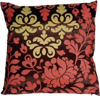 Pillow Decor   Bohemian Damask Brown, Red and Ocher 18"x18" Decorative Throw Pillow  