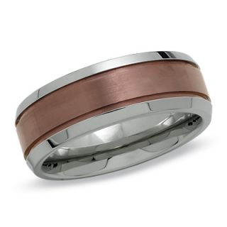 Mens 8.0mm Copper Color Inlay Titanium Wedding Band   Zales