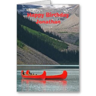 Happy Birthday Greeting Card, Mountain Canoes