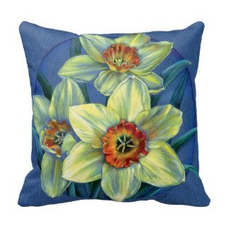 Daffodils fine art floral square pillow