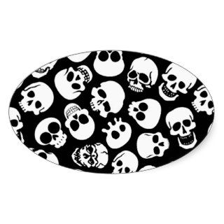 Funny skulls oval stickers