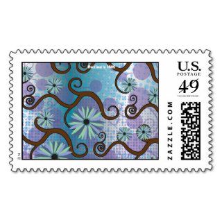 TBA Hawaii Floral Polka Dot Tribal Tattoo Pattern Postage Stamp