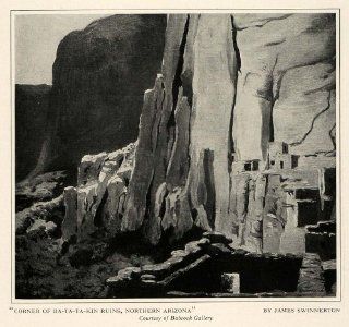 1925 Print Artist James Swinnerton Ba Ta Ta Kin Ruins Arizona West Desert Rocks   Original Halftone Print  