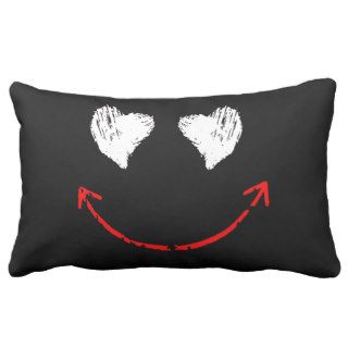 Cute black white red smiley face pillows