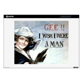 Gee I Wish I Were A Man ~ Vintage Navy Military Ad Skin For 14" Laptop