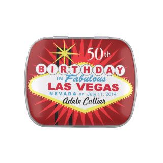 Las Vegas Sign 50th Birthday Favor red Jelly Belly Tin